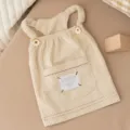 Beige Kord Hundekleidung Latzhose fuer Haustiere niedliche Welpenkleidung mit Tasche - L / Weiß