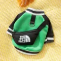 Green and black pet fleece sweatshirt with small crossbody bag, warm dog and cat clothing. - XS / Green