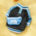 Blauwe zwarte hondentrui katten hoodie met klein zakje warme winterkleding voor huisdier - Blauw