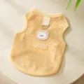 Gilet in rete traspirante per gatti e piccoli cani con ricamo di orsetto e anello metallico. - Taglia M / Orso Giallo