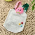 Carino gilet estivo per animali domestici, piccoli cani e gatti, con bretelle colorate e patch. - Pesca / S (Peso consigliato 1,5-2,5 kg)