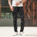 Jeans slim fit neri da uomo con ricamo bianco pantaloni in denim elasticizzato vari - 30 / Nero