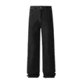 Jeans uomo neri gamba dritta largo denim casual versatile moda autunno inverno stile. - 28 / Nero