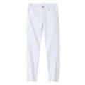 Men's White Slim Fit Denim Pants Casual Four Season Versatile Straight Jeans Main - White