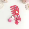 Cute pink acetate hair comb detail with floral print and sweet heart pendant decoration. - Letter B