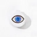 Portable folding hair brush with evil eye design and mirror for daily travel use. - Style C