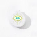 Portable folding mirror and hair brush featuring a unique evil eye design in compact white casing. - Style A
