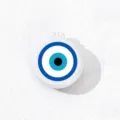 Compact folding hair brush with evil eye design portable travel pocket mirror comb white. - Style B