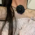Collana Girocollo Rosa Nera Fiore in Tessuto Francese Catena da Collo Gioiello Moda Donna - Rosa Nera Piccola