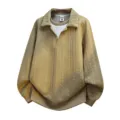 Amerikanisches Herren Sweatshirt, gefälschtes zweiteiliges Revers, khaki Zopfmuster Pullover. - L / Khaki