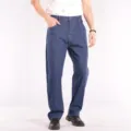 Plus-Size High-Waist Stretch Herrenjeans, lose gerade Passform, dunkelblaue Denim-Variante. - 30 / Blau