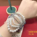 Variante de pulsera multicapa de perlas artificiales y pedrería, elegante joya de cristal azul. - Pulsera de Diamantes de Imitación Azules
