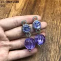 Pendientes colgantes cuentas cristal violeta estilo vintage joya lujo accesorio mujer moda elegante - Pendientes de botón / Púrpura