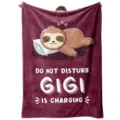 Cozy flannel throw blanket featuring a cute sleeping sloth design and custom text, warm and soft. - Style 1 / 70X100cm