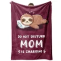 Cozy flannel sloth throw blanket with funny mom quote for family living room and bedroom gift. - Style 2 / 70X100cm