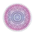Round beach towel mandala bohemian style microfiber fabric with white tassel edge purple. - 150x150cm / Style 2