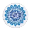 Round beach towel with blue mandala pattern and elegant fringe, perfect for summer travel. - 150x150cm / Style 5
