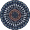 Telo mare rotondo stampato mandala con intricati motivi paisley in tonalita blu e oro. - 85cm / ST-HHYF-5