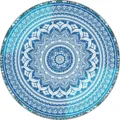 Telo Mare Rotondo Mandala Stampato Fibra Morbida Tappetino Yoga Blu Stile Boho - 85cm / ST-HHYF-7