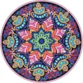 Round mandala printed beach towel with soft microfiber fabric and tassels for summer outdoor use. - ST-HHYF-3