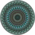 Round mandala beach towel with intricate elephant patterns soft microfiber bohemian roundie tapestry. - ST-HHYF-12