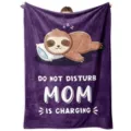 Cute cartoon sloth fleece blanket funny mom quote throw blanket for bedroom sofa main use - Style 4 / 70X100cm