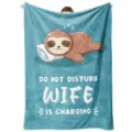 Cozy flannel blanket featuring a cute sleeping sloth design and funny quote. Perfect gift. - Style 11
