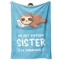 Flannel Sloth Blanket Soft Cozy Sleep Throw Blanket with Cute Sloth and Letter Print - Style 15