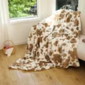 Coperta in flanella con stampa mucca marrone per divano, morbido plaid caldo letto soggiorno. - Mucca Cachi / 75*100cm