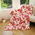 Coperta in flanella con stampa mucca rossa plaid morbido e accogliente per divano letto salotto - Mucca Rosa / 75*100cm