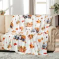 Coperta in Flanella con Stampa Zucca e Truck d'Autunno Morbido Plaid per Divano Letto - Stile 12