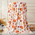 Coperta in pile autunnale con zucca e foglie d'acero morbida calda divano letto - Stile 13