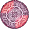 Round mandala printed beach towel, vibrant red purple gradient boho round tapestry mat. - ST-HHYF-6