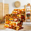 Coperta in peluche con motivo a zucca d'autunno, morbido plaid in flanella per divano e letto. - Stile 15