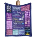 Custom 8th birthday flannel blanket for kids, cozy soft throw blanket with warm wishes gift. - 70X100cm / 4