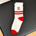 Chaussettes d'hiver douillettes et chaudes avec broderie et rayures rouges épaisses. - Taille unique / Élan