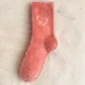 Jolies chaussettes pelucheuses cœur dessin animé femmes hiver chaud épais pour maison - Taille unique / Rose