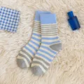 Chaussettes mi-hautes rayées en éponge pour femme, douces thermales bien chaudes. - Taille unique / Rayé
