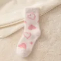 Chaussettes d'hiver duveteuses avec motif cœur en détail, matière douce et chaude. - Taille unique / Rose Clair