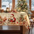 Christmas tablecloth holiday festive table cover red Santa Claus print dining room decor - 40x60cm Single-Sided Short Plush (45g) / ZB697-3 Style