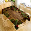 Christmas tablecloth rustic wood grain pine branch red berry holiday home dining decor mat - 40x60cm Single-Sided Short Plush (45g) / ZB697-1 Style
