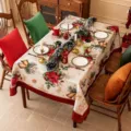 Christmas tablecloth festive holiday table cover dining room home decor red floral design - 40x60cm Single-Sided Short Plush (45g) / ZB697-4 Style