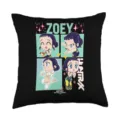 Demon hunters anime print throw pillow cover, black square cushion case for sofa decor. - BZ1-SMZ3