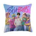 Linen decorative throw pillow cover featuring K-pop anime boys graphic for modern sofa decor. - BZ1-SMZ2