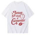 Weißes Sabrina Carpenter Konzert T-Shirt mit rotem Jesus was a Carpenter Aufdruck - S / Oberteile / Weiß