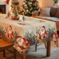 Festieve kersttafelkleed met kerstman en rendier print, perfect voor de feestdagen in de eetkamer. - ZB697-5 Stijl