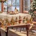 Festief kersttafelkleed met schattige sneeuwmannen en bomen voor feestelijke decoratie. - ZB697-7 Stijl