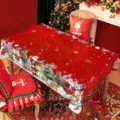 Kerst rode tafelkleed met kerstman en sneeuwvlokken voor feestelijke eettafel decoratie. - ZB697-8 Stijl