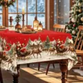 Kerst Tafelkleed Rood Kerstman Rendier Tafelbladhoes Feestelijke Decoratie - ZB697-9 Stijl