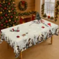 Festief kerst tafelkleed met kerststal scène, rechthoekige tafelomslag voor de feestdagen. - ZB697-10 Stijl
